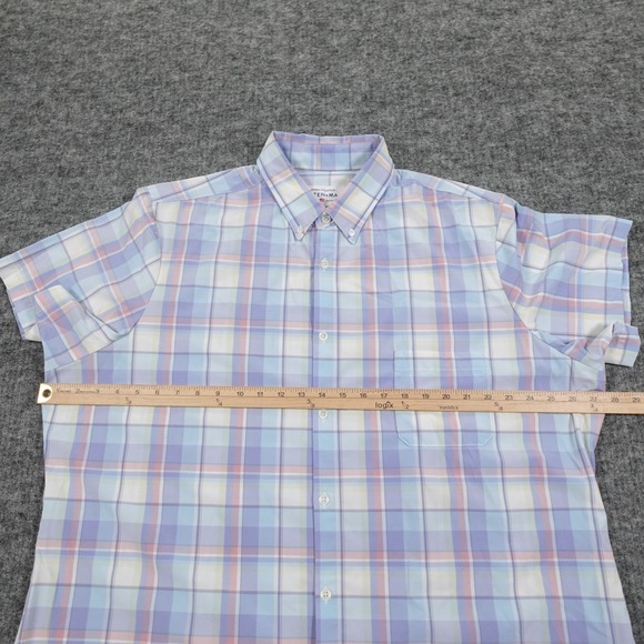Mizzen+Main Leeward‎ Collection Shirt Mens XXL Blue Pink Plaid Short Sleeve USA - Picture 6 of 9